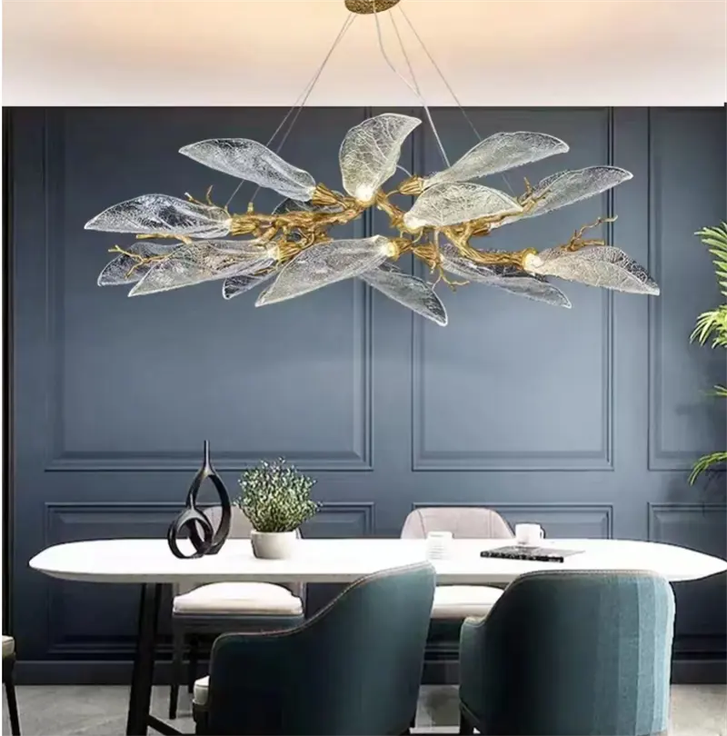 Custom Contemporary Design Indoor Decoration Modern Copper Branch Pendants Light LED Chandelier